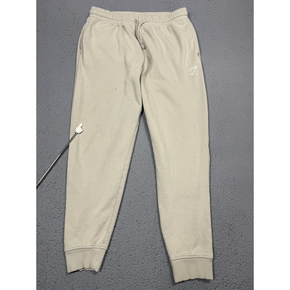 Gymshark Pants Mens Large Beige Fleece Joggers Sweatpants Logo Athletic A2A4H